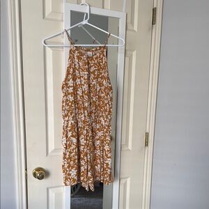 Floral Print Romper in Mustard Yellow and White